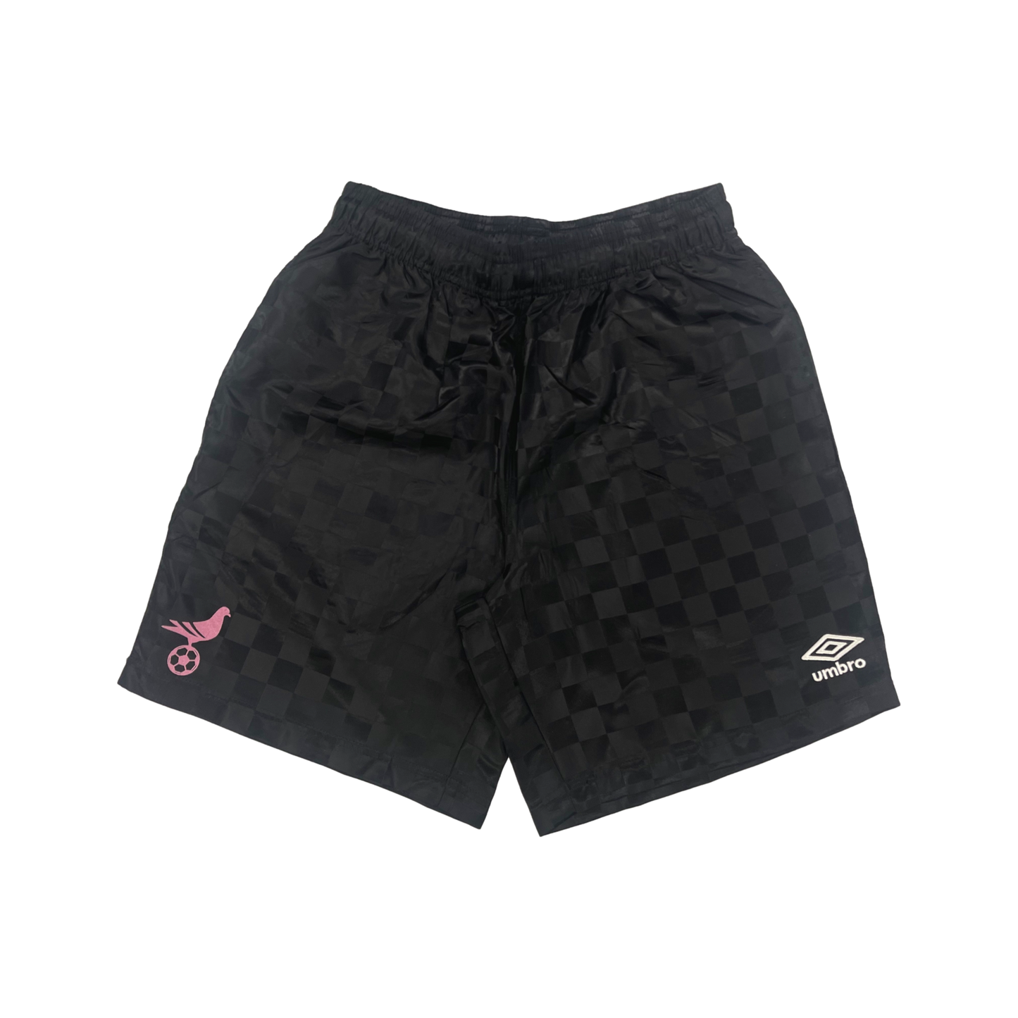 Umbro x Footy Black and Pink Checkerboard Shorts