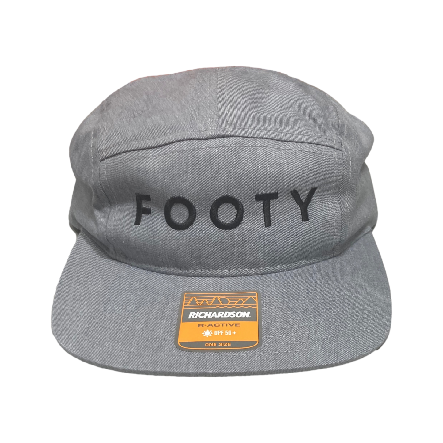 FOOTY embroidered grey 5 panel hat