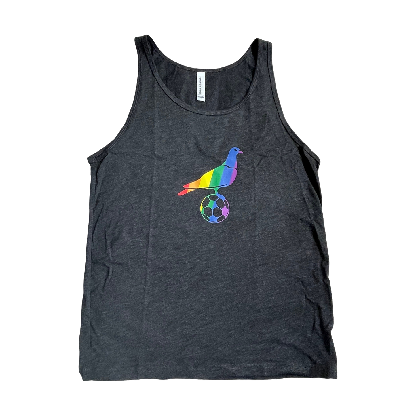 Footy Men's Black Tank w/ Rainbow Pigeon