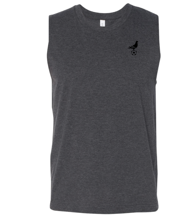 Footy Dark Gray Cutoff w/ Black Embroidered Bird