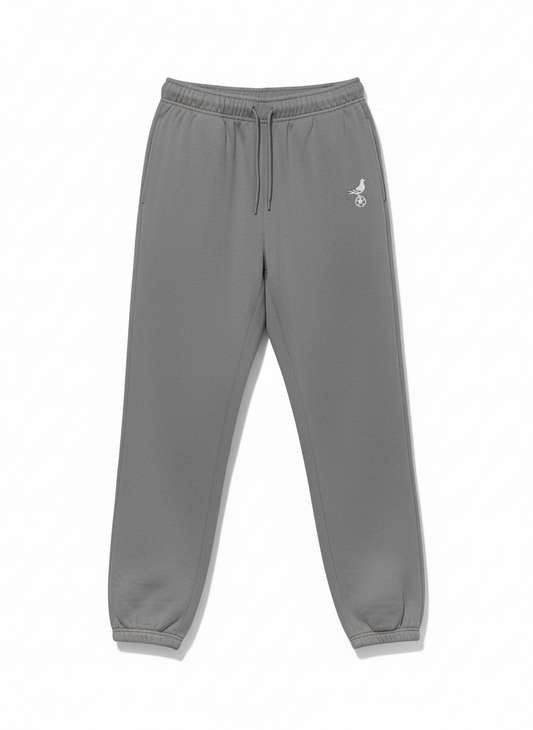 Footy Gray Sweatpants w/ Embroidered Pigeon