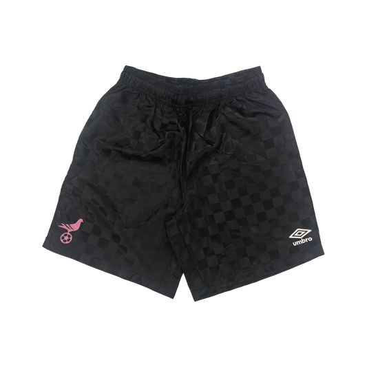 Umbro x NYC Footy Black and Pink Checkerboard Shorts