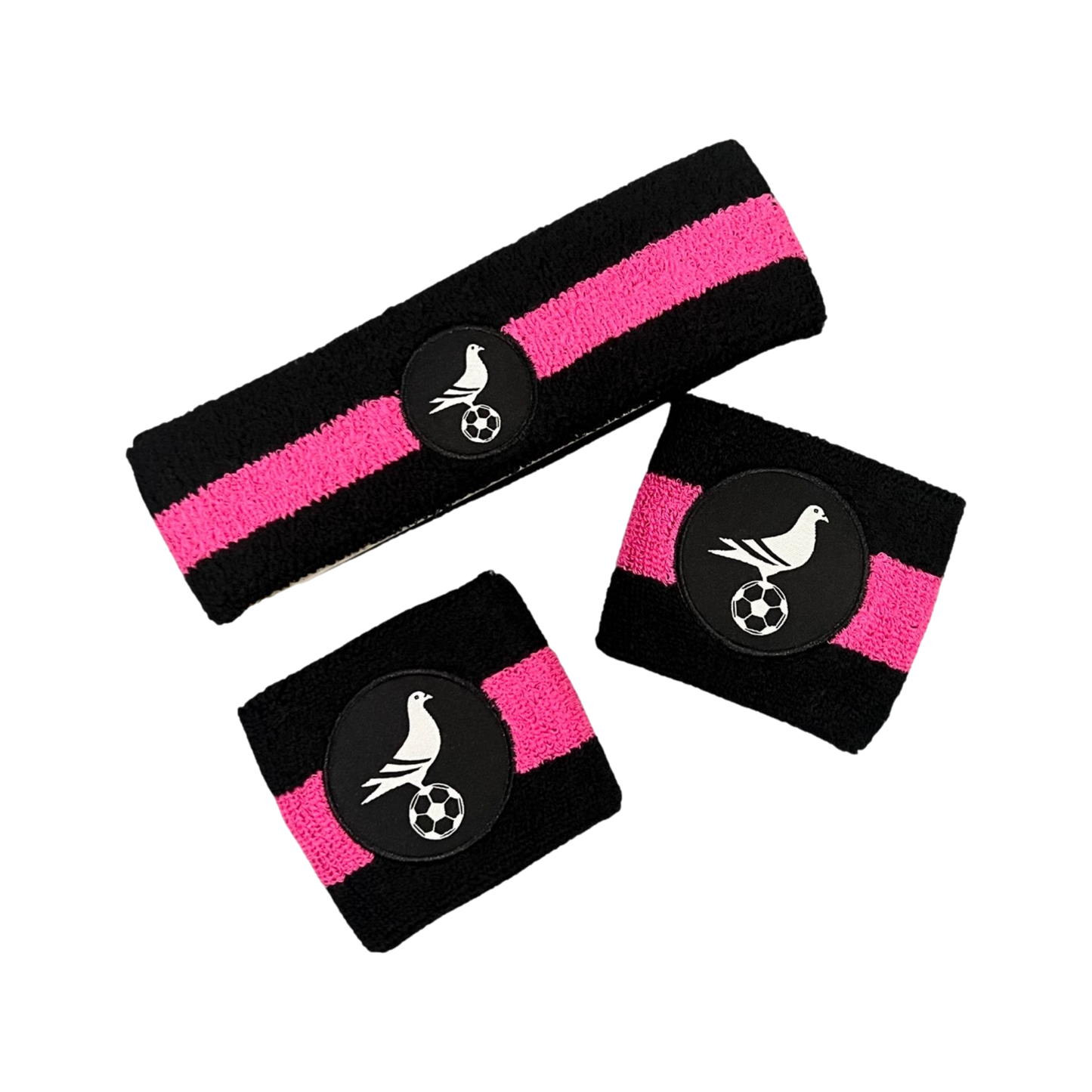 Black and Pink Sweatband Set