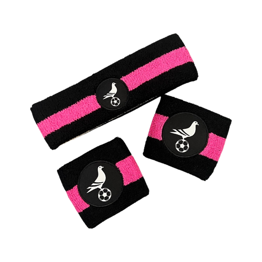 Black and Pink Sweatband Set