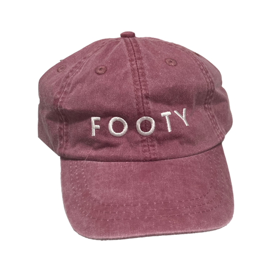 FOOTY embroidered distressed red dad hat