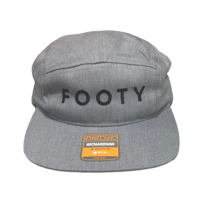 FOOTY embroidered grey 5 panel hat