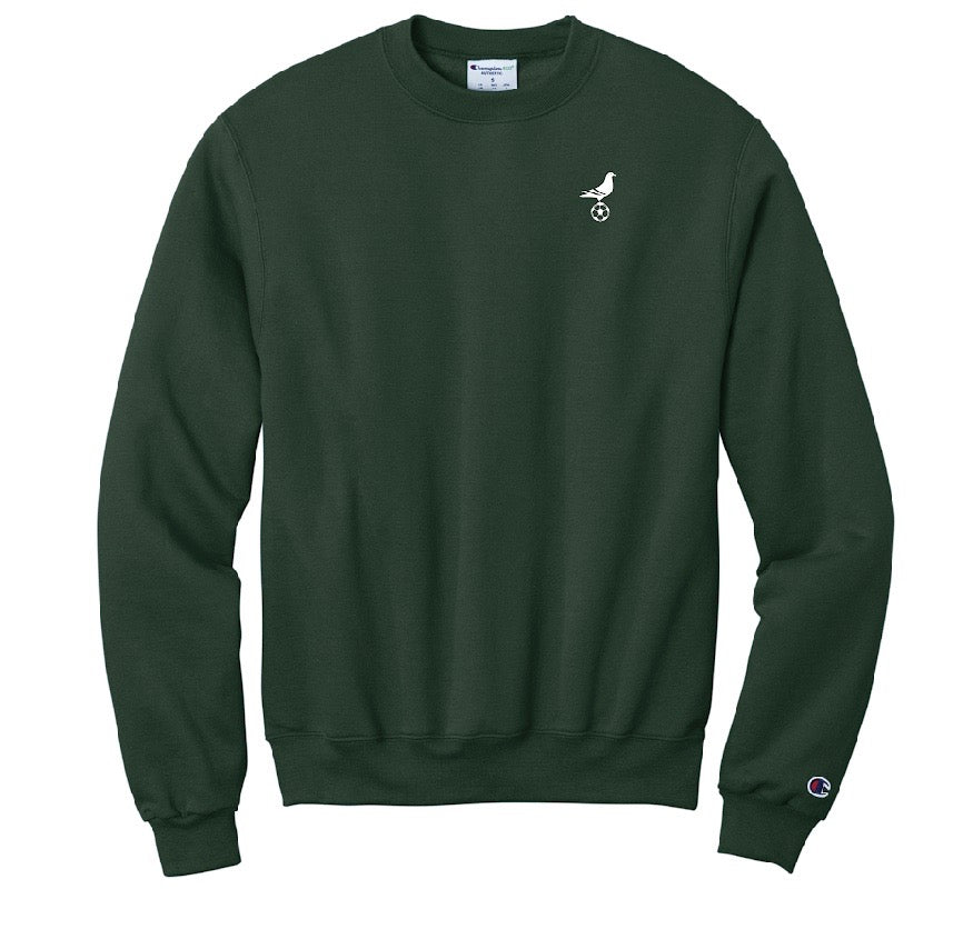 Footy x Champion Crewneck Sweatshirt w/ Small Pigeon (Forest Green)
