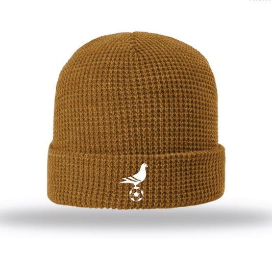 Footy Waffle Knit Beanie w/ Embroidered Pigeon
