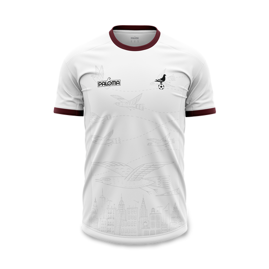 NYC Footy x Paloma Jersey -  White (Maroon Trim)