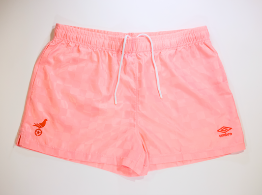 Umbro x NYC Footy Women's Pink Checkerboard Shorts Embroidered Pigeon