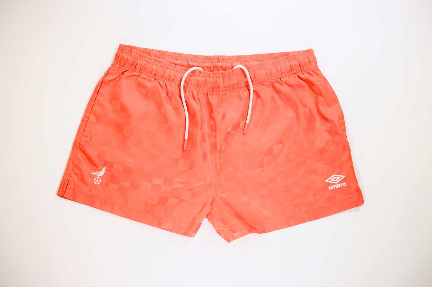 Umbro x NYC Footy Women's Bright Chili Checkerboard Shorts Embroidered Pigeon