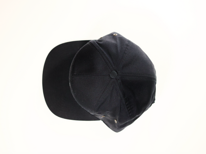 7 Panel Black Hat with Embroidered Pigeon