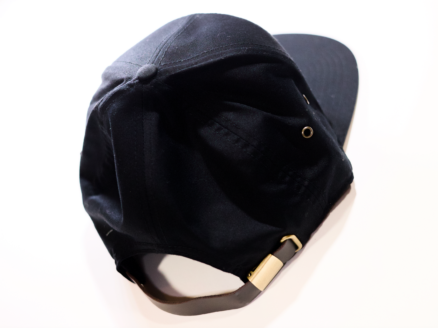 7 Panel Black Hat with Embroidered Pigeon