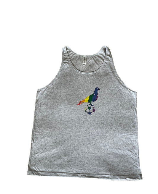 Footy Men's Light Gray Tank w/ Rainbow Pigeon